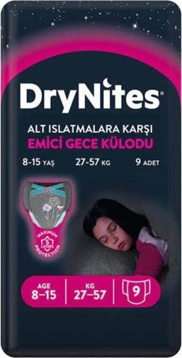 Drynites 8-15 Yaş 9 Adet Large Kız Gece Külotu - Image 1