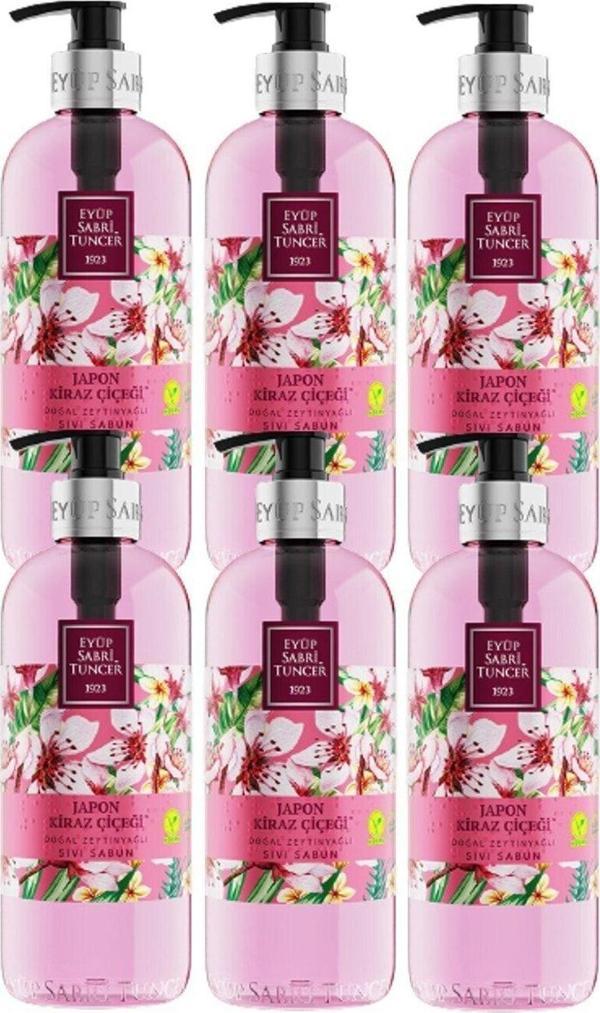 Eyüp Sabri Tuncer Doğal Zeytinyağlı Sıvı Sabun Japon Kiraz Çiçeği 500 Ml X 6 Adet - Image 1