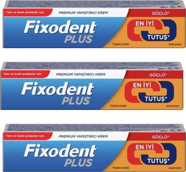 Fixodent Fıxodent Plus 40 G Diş Protez Yapıştırıcı Krem 3'Lü Paket - Image 1