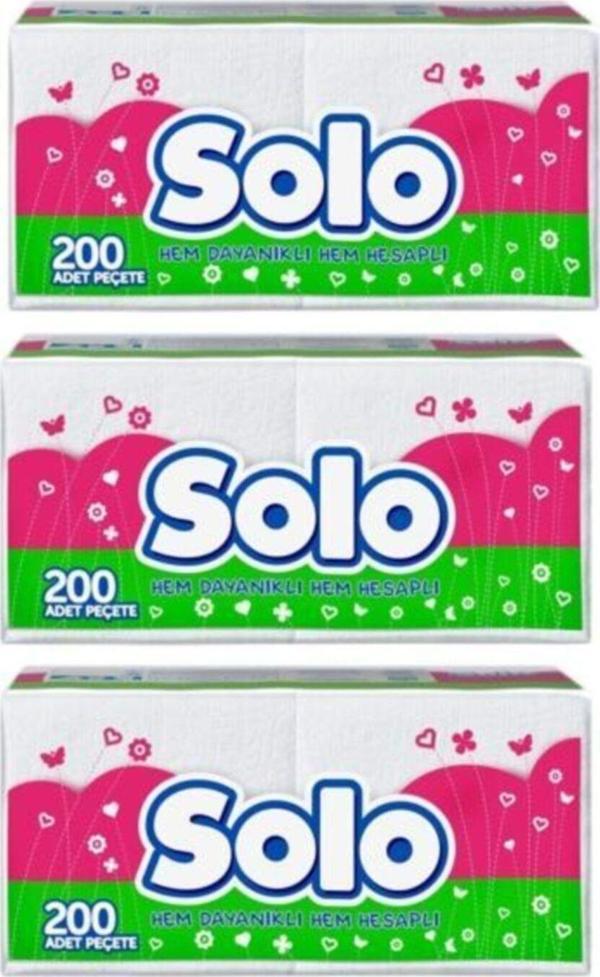 Solo Peçete 200 Yaprak X 3 Paket - Image 1