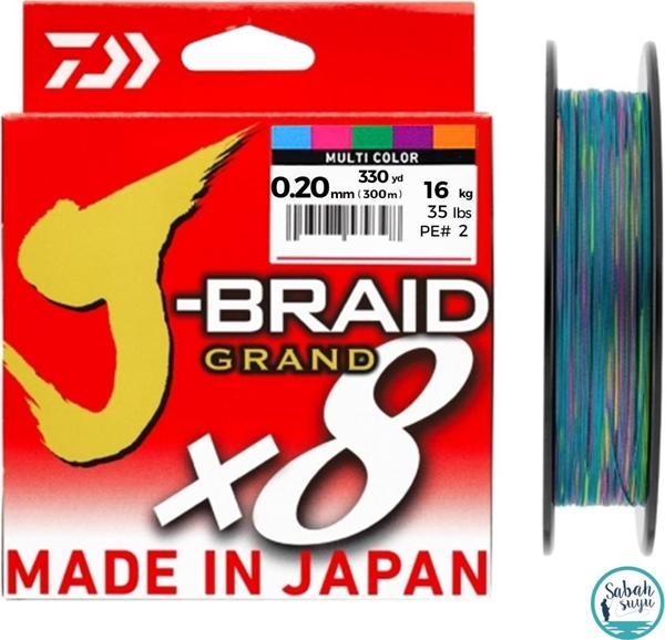 Daiwa J-Braid Grand PE 8X İp Misina 0.20mm 16kg 300mt Multicolor - Image 1