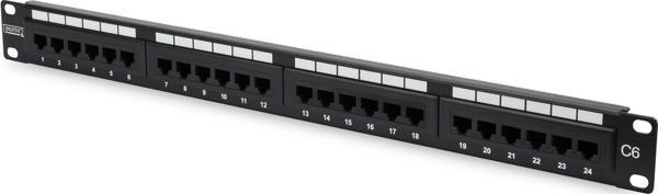 Digitus DN-91624U-CR 1u-24-Port Cat6 E Unshielded Black Patch Panel - Image 1
