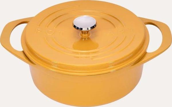 Sürel Potart 28 cm Yuvarlak Döküm Tencere Parlak Sarı - Image 1