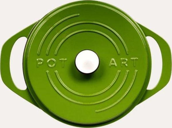 Sürel Potart 28 cm Yuvarlak Döküm Tencere Parlak Yeşil - Image 1