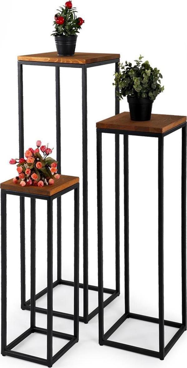T.Concept Florawood 3’lü Doğal Ahşap Raf Çiçeklik  - Image 1