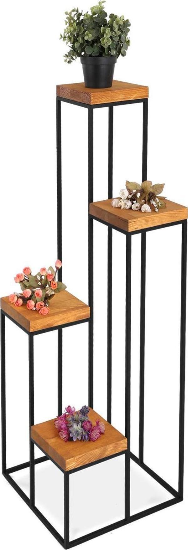 T.Concept Florawood 4’lü Doğal Ahşap Raf Çiçeklik  - Image 1