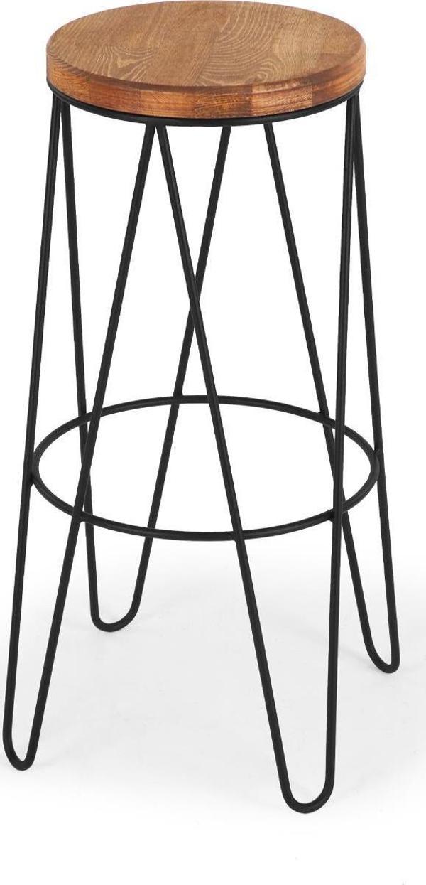 T.Concept Florawood Exclusive Ahşap Döküm Yuvarlak Tabure 72 cm - Image 1