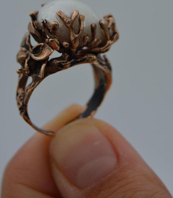 Stoneage Barok Inci Bayan Yüzük Madeni Bronz Ayarlanabilir Beyaz - Image 1