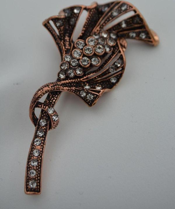 Stoneage Broş Zirkon Taşlı Bronz Broş Bronz - Image 1