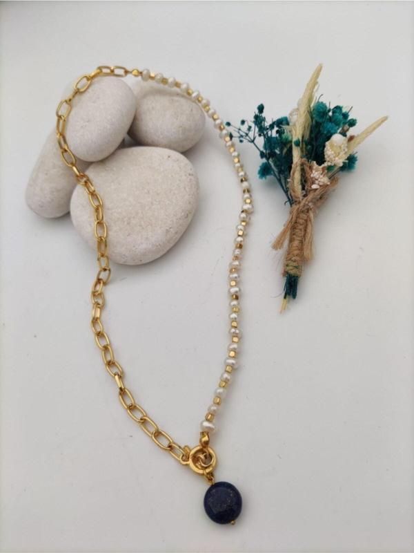 Stoneage Inci Ve Lapis Lazuli Taşlarından Şifa Kolyesi Lavicert - Image 1