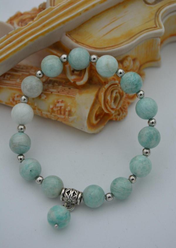 Stoneage Jewellery Amazonit Doğal Taşından Bileklik Su Yeşili - Image 1