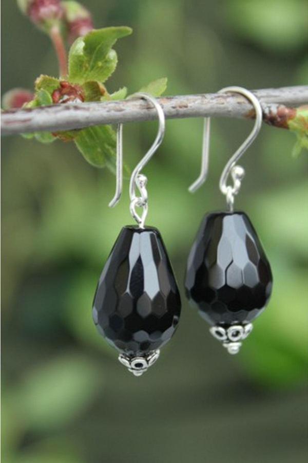 Stoneage Jewellery Bayan Gümüş Küpe Oniks Doğal Taş Sevgiliye Hediye Siyah - Image 1