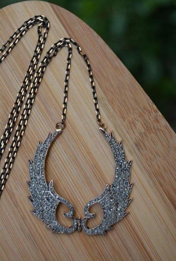 Stoneage Jewellery Black Diamond Melek Kanat Bayan Kolye Bronz - Image 1