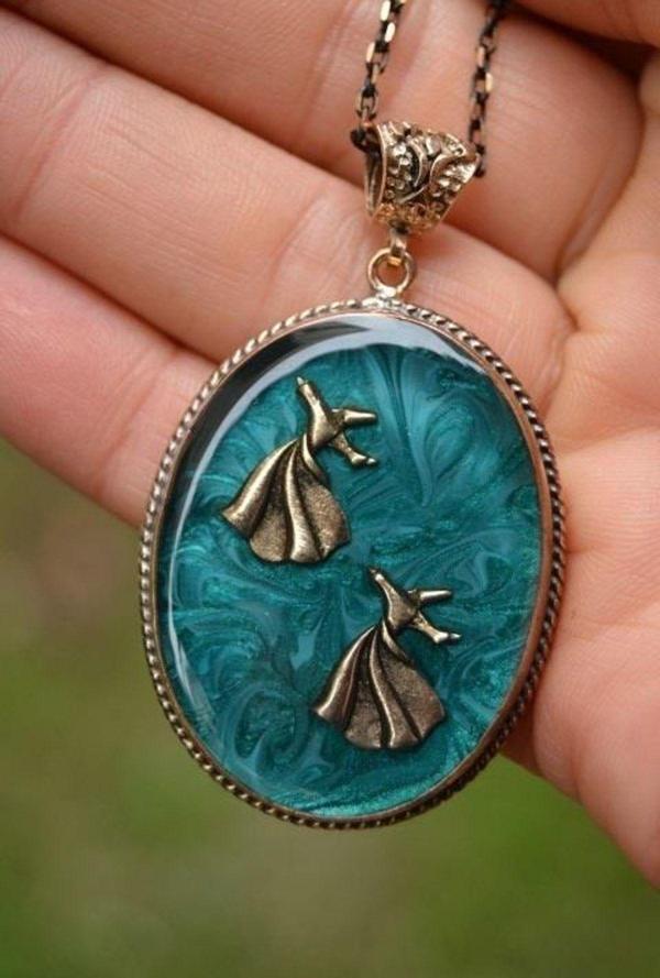 Stoneage Jewellery Çift Semazen Otantik Bayan Kolye Turkuaz - Image 1