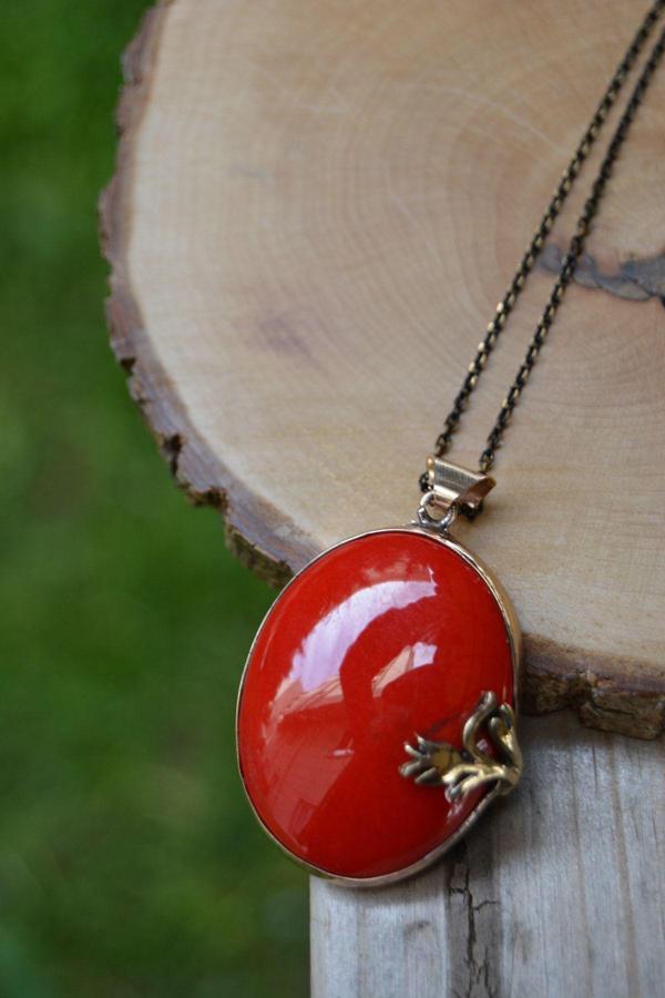 Stoneage Jewellery El Yapımı Çini Bayan Kolye Kırmızı - Image 1