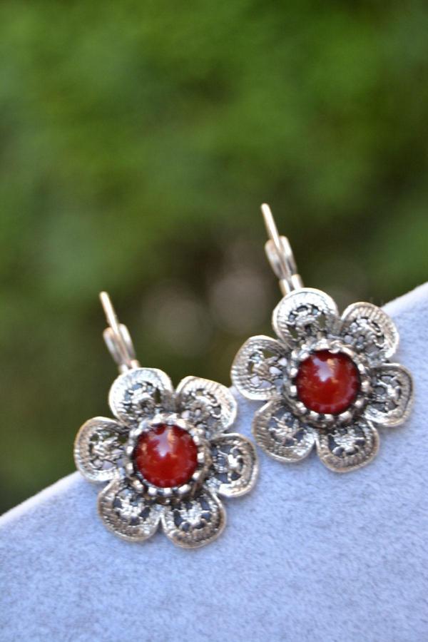 Stoneage Jewellery Gümüş Kaplama Küpe Bordo - Image 1
