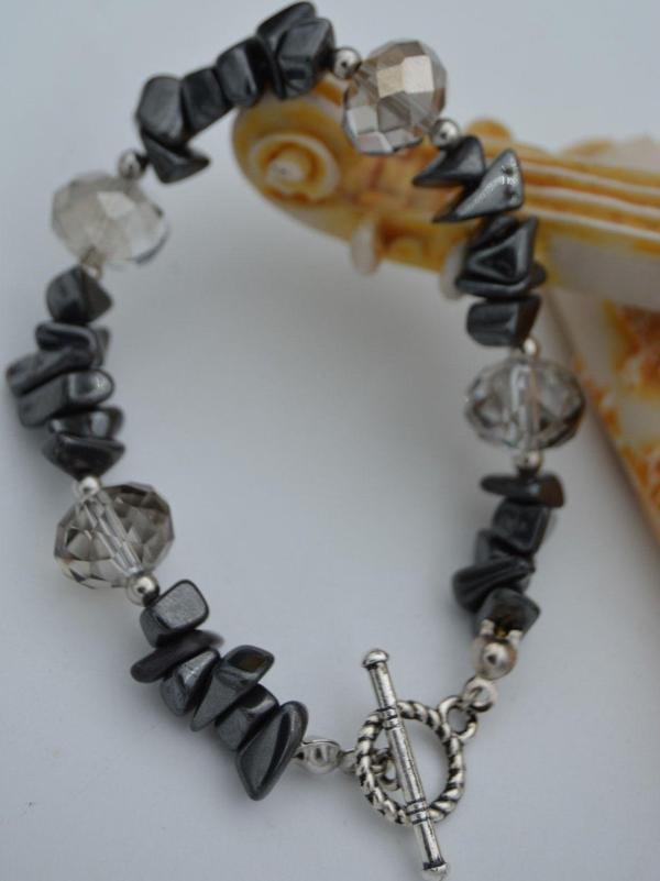 Stoneage Jewellery Hematit Ve Çek Kristalden Bileklik Gri - Image 1