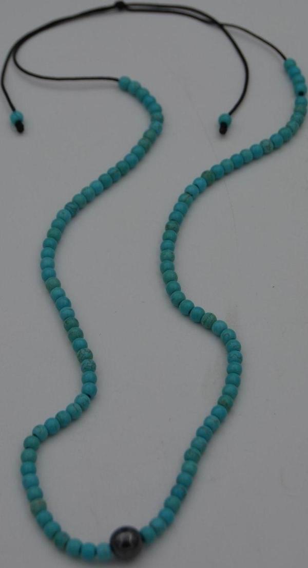 Stoneage Jewellery Hematit Ve Turkuaz Taşlı Metalsiz Kolye Turkuaz - Image 1