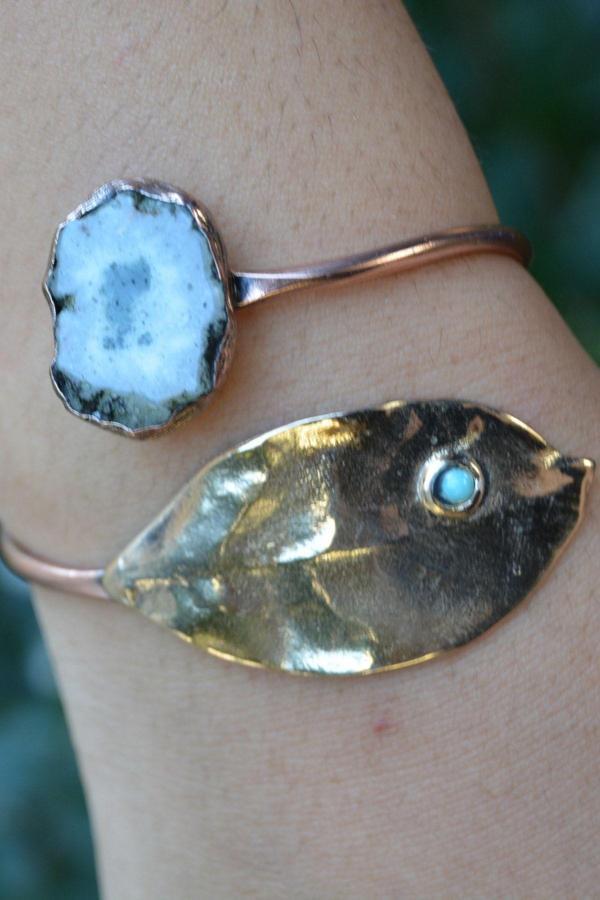 Stoneage Jewellery Kalsit Taşlı Tasarım Bileklik Beyaz - Image 1