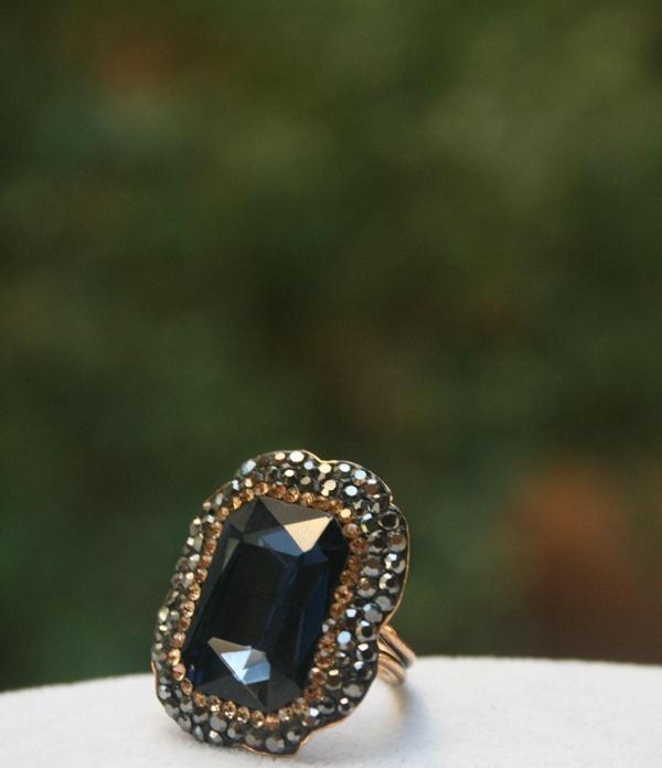 Stoneage Jewellery Kristal Taşlı El Yapımı Bayan Yüzük Mavi - Image 1