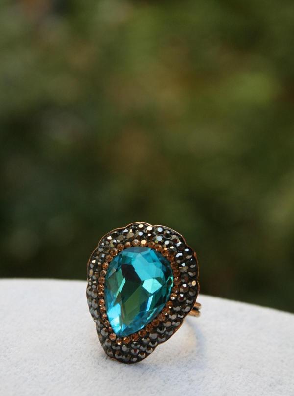Stoneage Jewellery Kristal Taşlı El Yapımı Yüzük Yeşil - Image 1