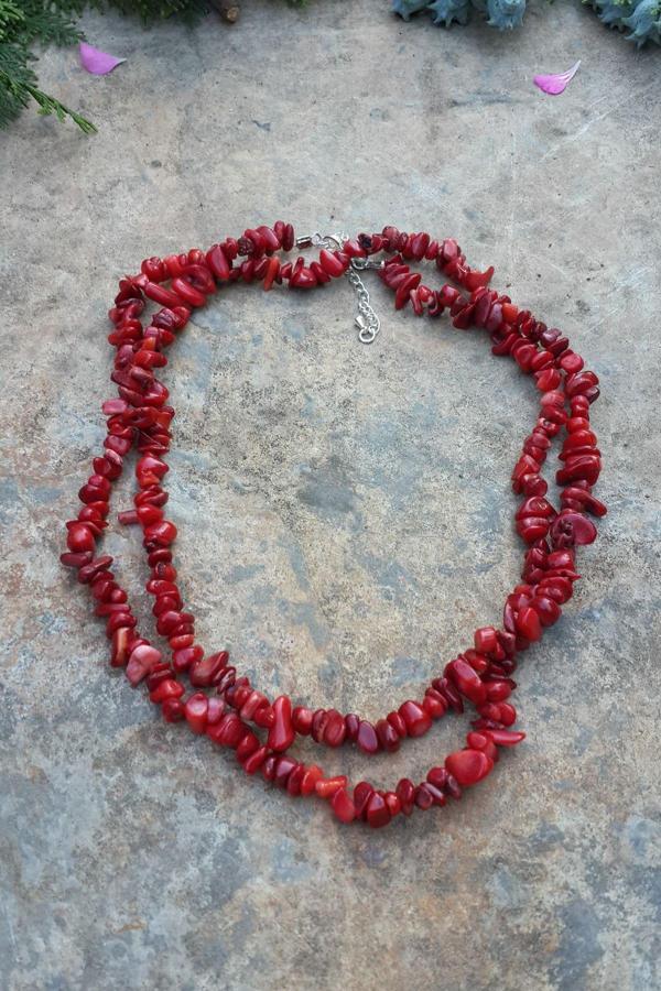 Stoneage Jewellery Mercan Doğal Taş Hem Kısa Hem Uzun Bayan Kolye - Image 1