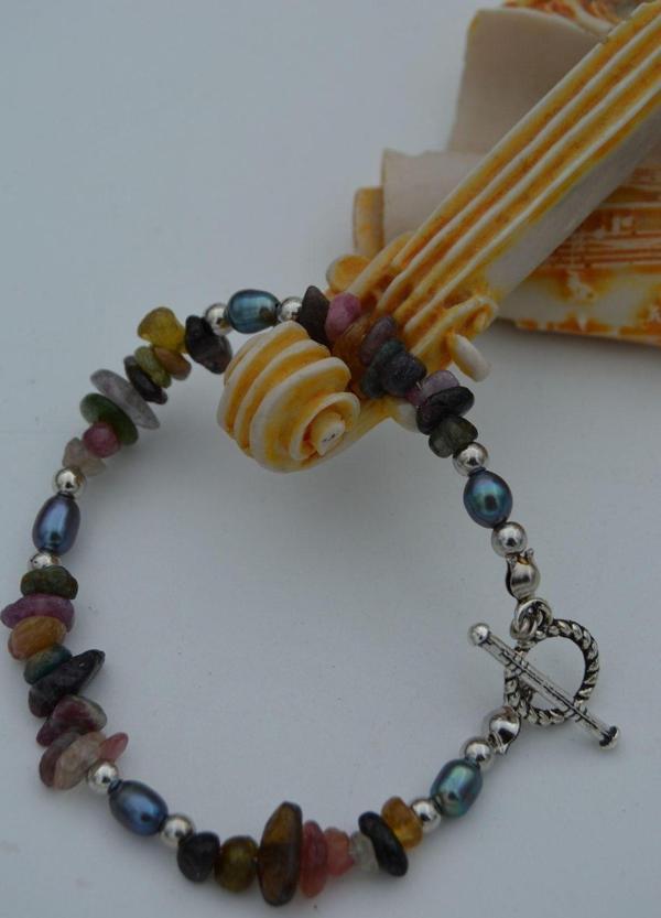Stoneage Jewellery Turmalin Ve Siyah Arpa Incili Doğal Taş Bileklik Karışık - Image 1
