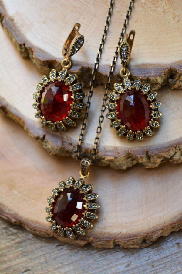 Stoneage Jewellery Yakut Taşlı Set Yeşil - Image 1