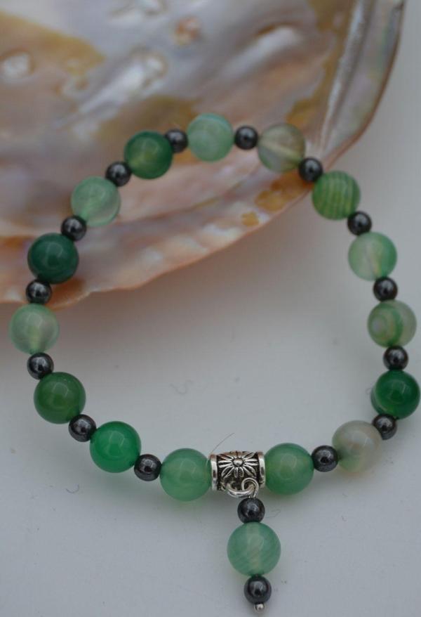 Stoneage Jewellery Yeşil Akik Ve Hematit Doğal Taşlı Bileklik Yeşil - Image 1