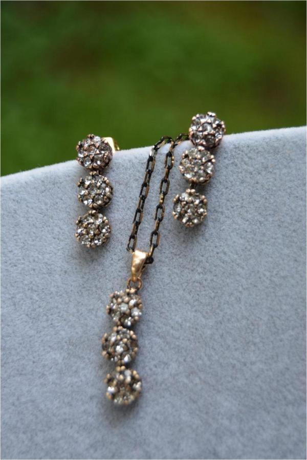 Stoneage Jewellery Zirkon Taşlı Set Bronz - Image 1