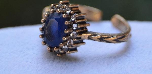 Stoneage Oval Safir Ayarlanabilir Kadın Yüzük Mavi - Image 1