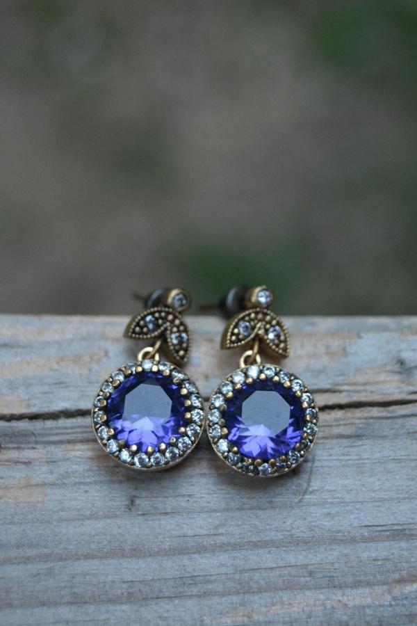 Stoneage Safir Ve Zirkon Taşlı Otantik Küpe Mavi - Image 1