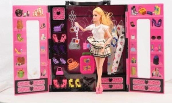 Mia Barbie Gardırop, Sonsuz Hareketli Bebek Ve Giysili, Ayakkabılı, Çantalı Elbise Dolabı - Image 1