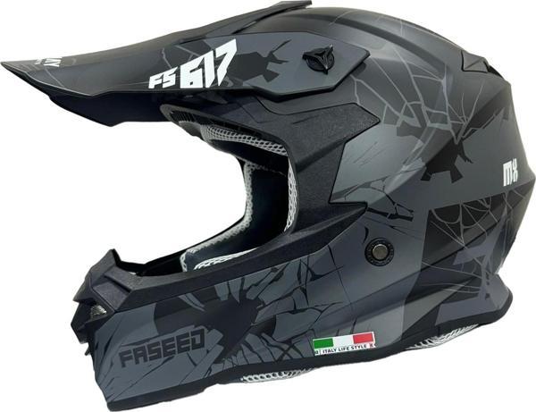 Sway 617 Full Face Cross Kapalı Bisiklet Motosiklet Kaskı XL Beden Mat Siyah Gri - Image 1