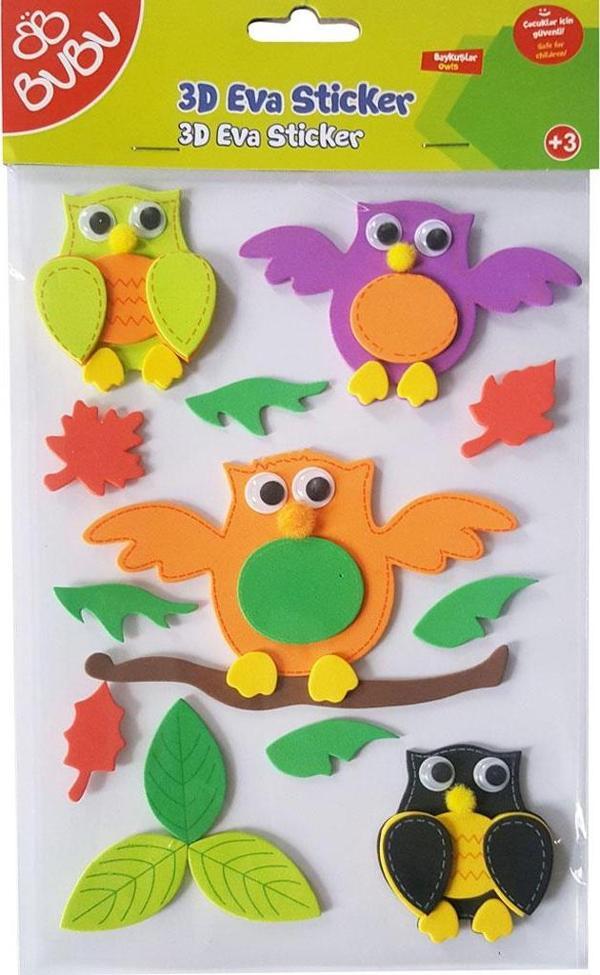 Bu-Bu 3D Eva Sticker Büyük Karışık Hayvanlar Bubu-Sts044 - Image 1