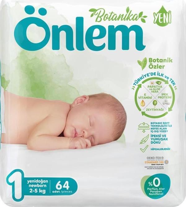 Önlem Botanika 1 Numara Yenidoğan Bebek Bezi Jumbo Paket 64 Adet (2 - 5 kg) - Image 1