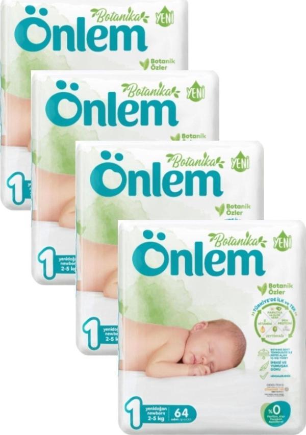 Önlem Botanika 1 Numara Yenidoğan Bebek Bezi Jumbo Paket 64 Adet (2 - 5 kg)x 4 Paket - Image 1