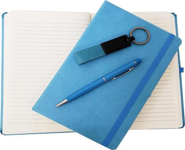3lü Turkuaz Hediye Seti Kalem Defter Anahtarlık Hediyelik Set - Image 1