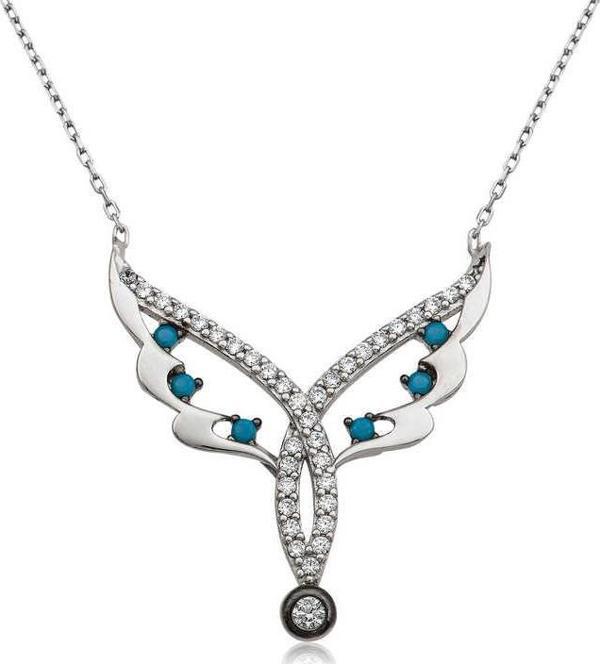 925 Ayar Gümüş Peri Kanadı Kadın Gümüş Kolye - Image 1