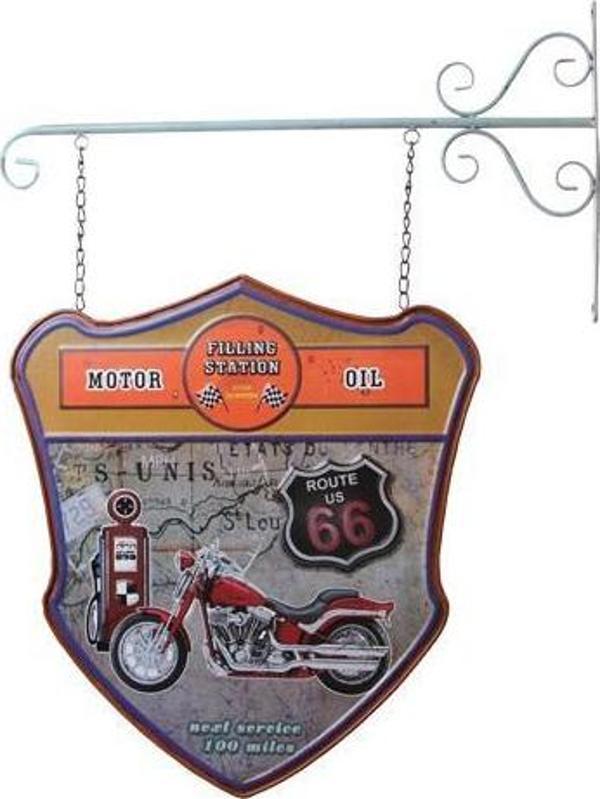 Dekoratif Çift Yönlü Route 66 Temalı Ferforje Askı - Image 1