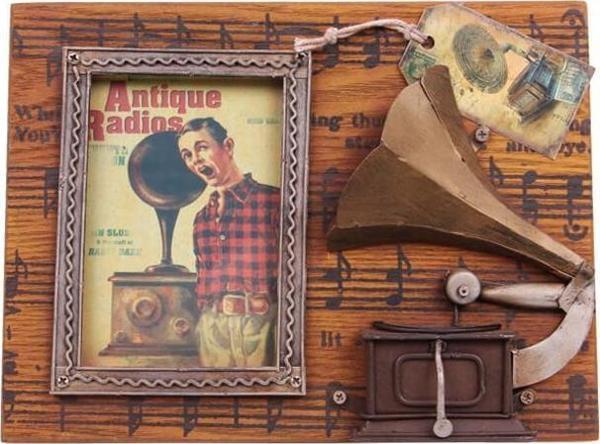 Dekoratif Metal Çerçeve Gramofon Dekorlu Vintage Hediyelik - Image 1