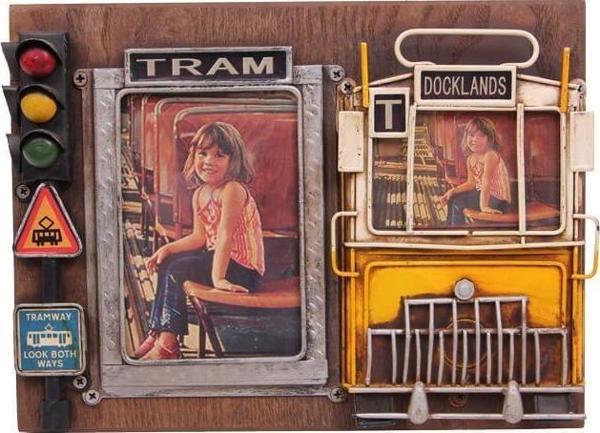 Dekoratif Metal Çerçeve Tramvay Dekorlu Vintage Ev Ofis Hediyelik - Image 1