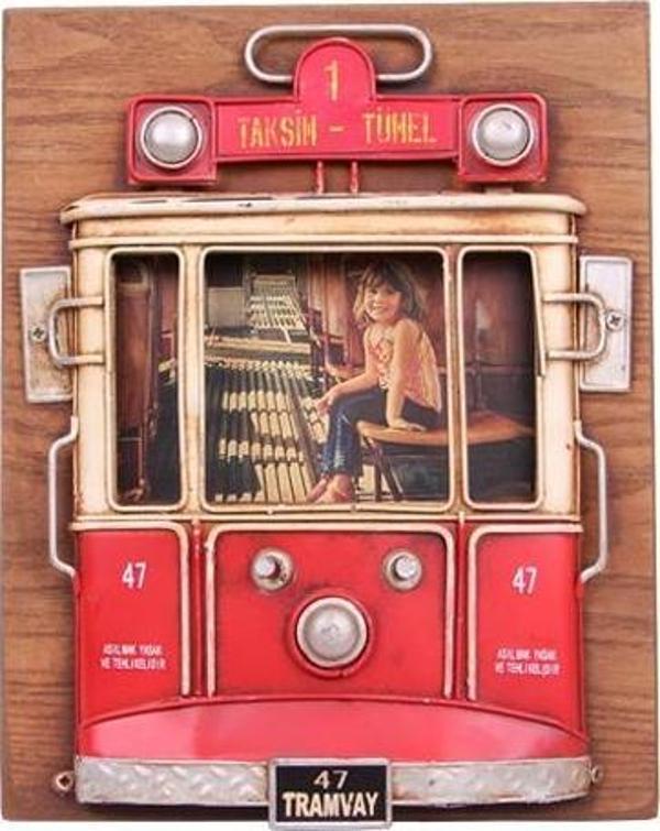 Dekoratif Metal Çerçeve Tramvay Dekorlu Vintage Ev Ofis Hediyelik - Image 1