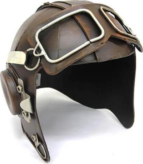 Dekoratif Metal Pilot Kaskı Biblo Dekoratif Hediyelik - Image 1