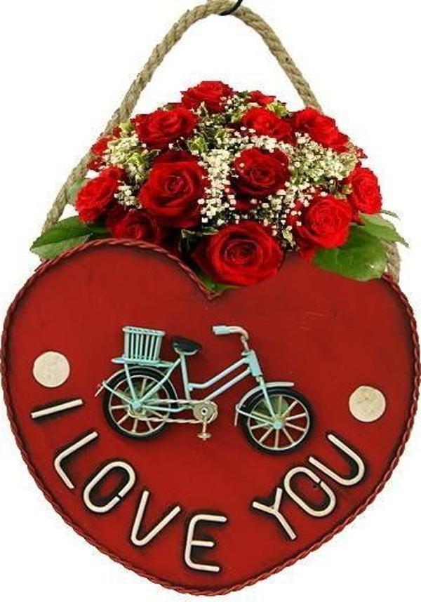 Dekoratif Metal Saksı Kalp Modeli Dekoratif Vintage Hediyelik - Image 1