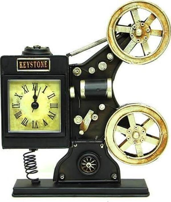 Dekoratif Metal Sinemaskop Saat Vintage Hediyelik - Image 1