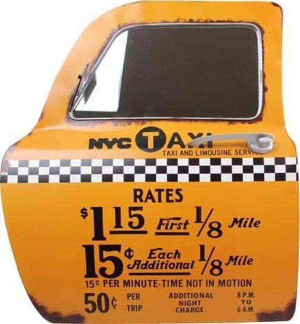 Dekoratif Newyork Taxi Temalı Sarı Araba Kapısı Ayna - Image 1