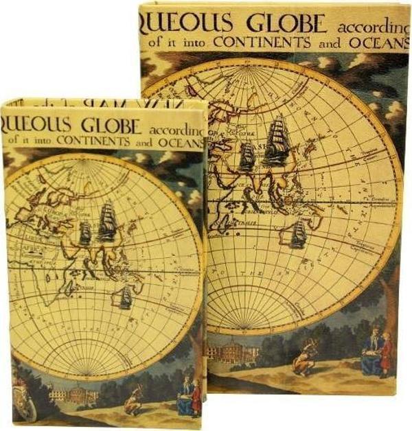 Kutu Kitap Harita 2'li Set Dekoratif Hediyelik - Image 1