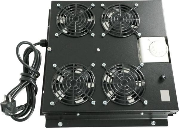 4lü Rack Kabinet Fan Modülü Termostatlı Ral 9005 Siyah 2 Yıl Üretici Garantili - Image 1