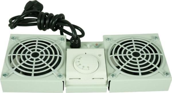 Gri Rack Kabinet Fan Modülü Termostatlı Duvar Tipi 2li - Image 1